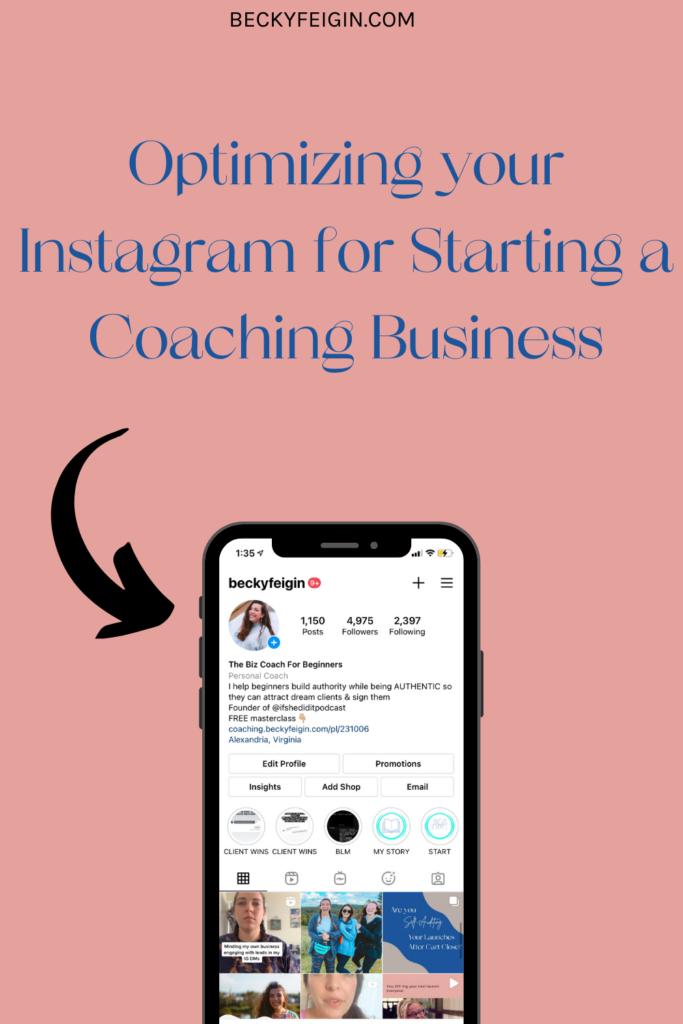 optimizing your instagram for your coaching business pinterest banner